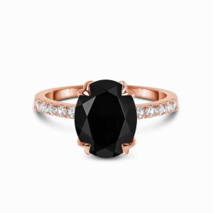 Sobiya Black Diamond Rose Gold 4 Prong Halo Engagement Ring