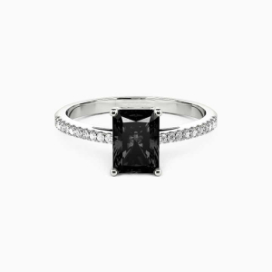 Seezha Black Diamond 4 Prong Side Stone Engagement Ring