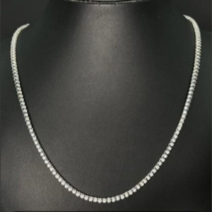 6.15 Carat F/SI Natural Round Cut Diamond Prong Set Tennis Necklace in 9k White Gold