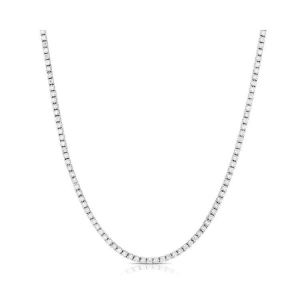 25.10 Carat F/VS Natural Round Cut Diamond Prong Set Tennis Necklace in 18k White Gold