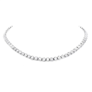Terrene 4.75 Carat Natural Round cut Bezel Set  Diamond Necklace