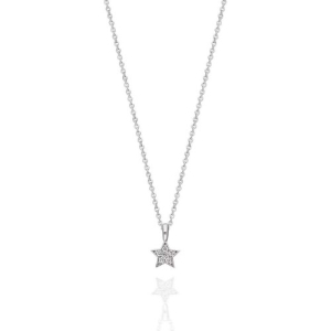 0.21 Carat Prong Setting Natural Round Star Diamond Necklace 