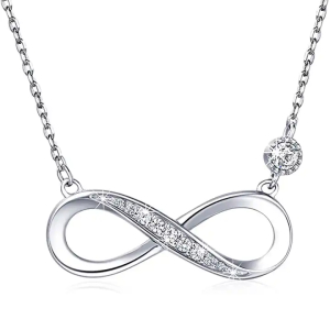 0.10 Carat Natural Round Infinity Style Round Diamond Chain Necklace