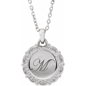 16 And 18 Inch Engravable Scroll Chain Necklace Available In 9k,14k,18k,Platinum And Silver