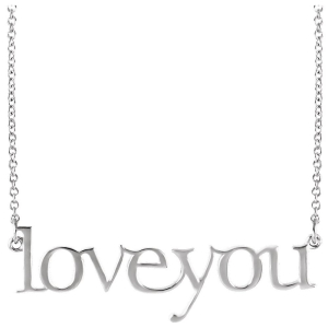 16 Inch Love You Chain Necklace Available In 9k,14k,18k,Platinum And Silver