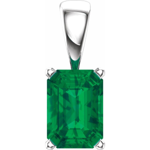 1.00 carat 4 Prong Emerald Cut Green Emerald Pendant