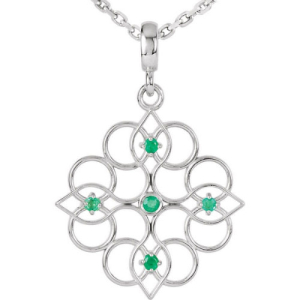 Winry 0.10 Carat Round cut 4 Prong  Emerald Necklace