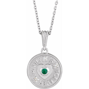 Willian 0.12 Carat Round cut Bezel Set  Emerald Necklace
