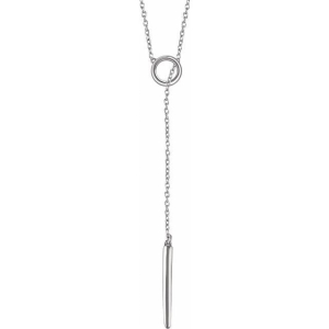 16 And 18 Inch Circle And Bar Y Chain Necklace Available In 9K, 14K, 18K, Platinum And Silver