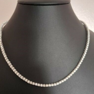 17.5 Inch 6.15 Carat F/SI Round Diamond Tennis Necklace in 9k White Gold