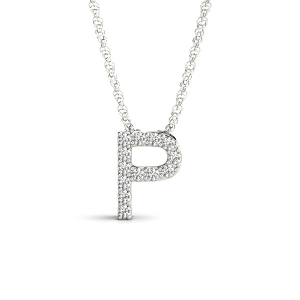 Aarav Natural Rose Gold Prong Set Diamond Initial Necklace