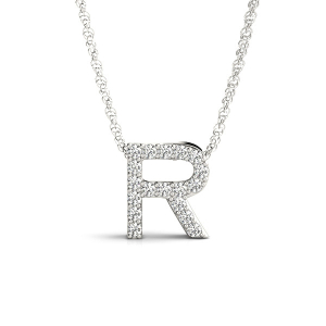 Caleb Natural Silver Prong Set Diamond Initial Necklace