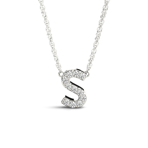Dexter Natural Silver Prong Set Diamond Initial Necklace
