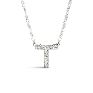 Alfie Natural Silver Prong Set Diamond Initial Necklace