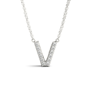 Yamir Natural Silver Prong Set Diamond Initial Necklace