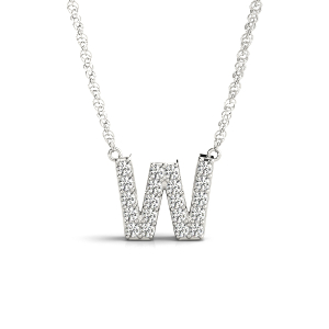 Eli Natural Silver Prong Set Diamond Initial Necklace