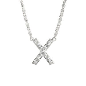 Jacob Natural Silver Prong Set Diamond Initial Necklace