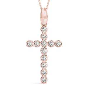 Alex Lab-Created Diamond Rose Gold Prong Set Cross Pendant Necklace