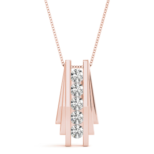 Ardie Lab-Created Diamond Rose Gold Channel Set Designer Pendant Necklace