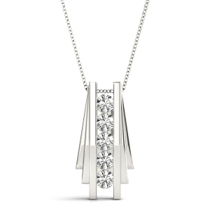 Ardie Lab-Created Diamond Round cut Channel Set Designer Pendant Necklace