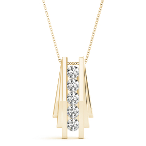 Ardie Lab-Created Diamond Yellow Gold Channel Set Designer Pendant Necklace