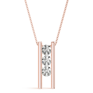 Colton Lab-Created Diamond Rose Gold Prong Set Designer Pendant Necklace