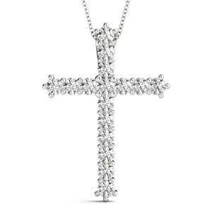 Luis Lab-Created Diamond Round cut Prong Set Cross Pendant Necklace