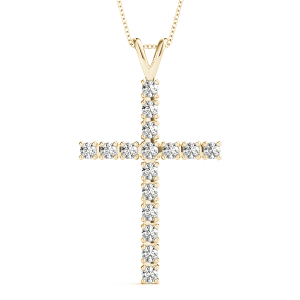 Kai Lab-Created Diamond Yellow Gold Prong Set Cross Pendant Necklace