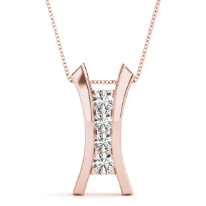 Morley Lab-Created Diamond Rose Gold Prong Set Designer Pendant Necklace