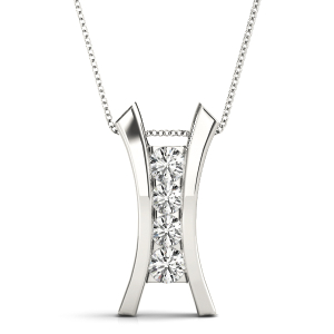 Morley Lab-Created Diamond Round cut Prong Set Designer Pendant Necklace