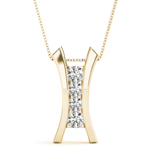 Morley Lab-Created Diamond Yellow Gold Prong Set Designer Pendant Necklace