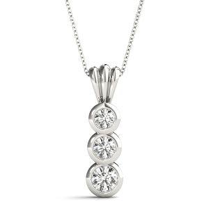 Bentley Lab-Created Diamond Round cut Bezel Set  Designer Pendant Necklace