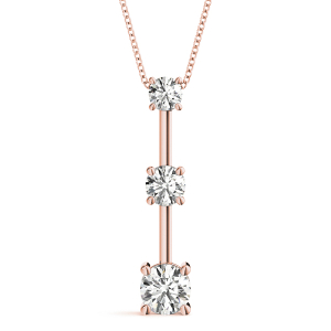 Jaxson Lab-Created Diamond Rose Gold Prong Set Designer Pendant Necklace