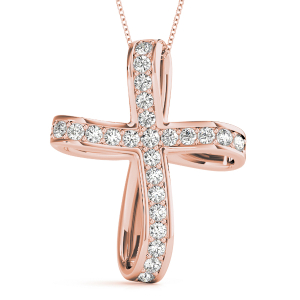 Arlo Lab-Created Diamond Rose Gold Prong Set Cross Pendant Necklace