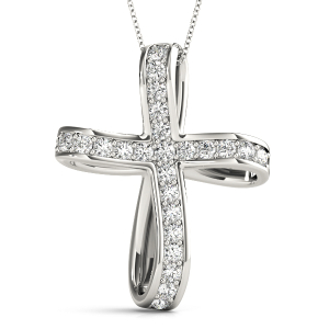 Arlo Lab-Created Diamond Round cut Prong Set Cross Pendant Necklace