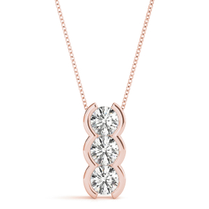 Asher Lab-Created Diamond Rose Gold Bezel Set Designer Pendant Necklace