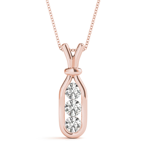 Sam Lab-Created Diamond Rose Gold Prong Set Designer Pendant Necklace