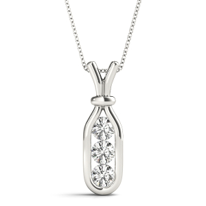 Sam Lab-Created Diamond Round cut Prong Set Designer Pendant Necklace