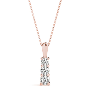 Stanley Lab-Created Diamond Rose Gold Prong Set Designer Pendant Necklace