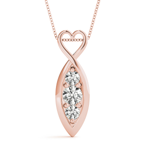 Enzo Lab-Created Diamond Rose Gold Bezel Set Designer Pendant Necklace