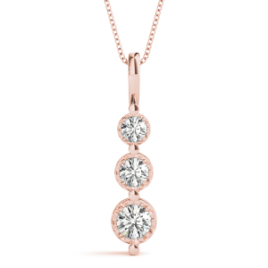 Scott Lab-Created Diamond Rose Gold Prong Set Designer Pendant Necklace