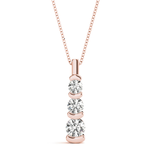 Edwin Lab-Created Diamond Rose Gold Bar Set Designer Pendant Necklace