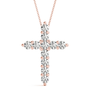 Raimund Lab-Created Diamond Rose Gold Prong Set Cross Pendant Necklace