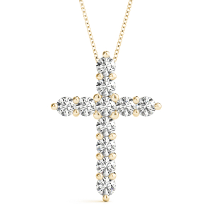 Raimund Lab-Created Diamond Yellow Gold Prong Set Cross Pendant Necklace