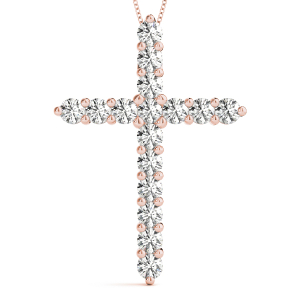 Yannick Lab-Created Diamond Rose Gold Prong Set Cross Pendant Necklace