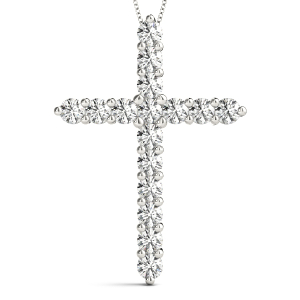 Yannick Lab-Created Diamond Round cut Prong Set Cross Pendant Necklace