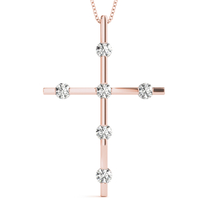Sepp Lab-Created Diamond Rose Gold Prong Set Cross Pendant Necklace