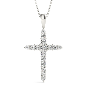 Egon Lab-Created Diamond Round cut Prong Set Cross Pendant Necklace
