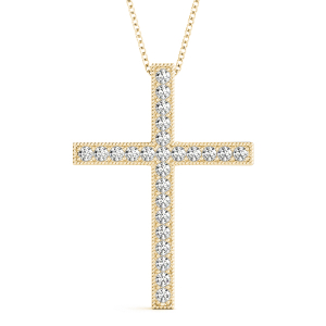 Rolf Lab-Created Diamond Yellow Gold Prong Set Cross Pendant Necklace