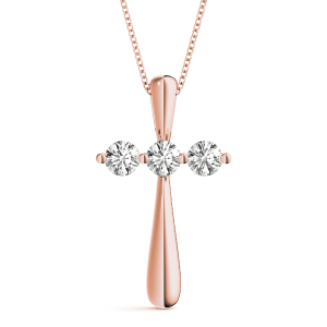 Cova Lab-Created Diamond Rose Gold Prong Set Cross Pendant Necklace